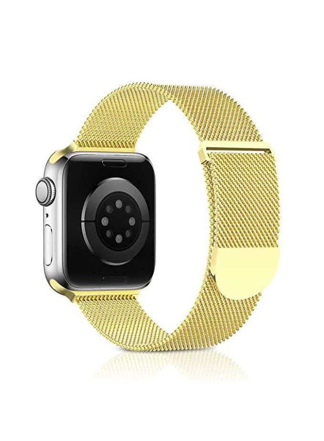 BEILINGDUN Compatible with Apple Watch Strap 49mm 46mm 45mm 44mm 42mm 41mm 40mm 38mm Women Men, Milanese Loop Apple Watch Band Ultra 3/2/1 SE3/2/1 iwatch Series 11 10 9 8 7 6 5 4 3 2 1,Smooth Stainless Steel Metal Gold - Image 1